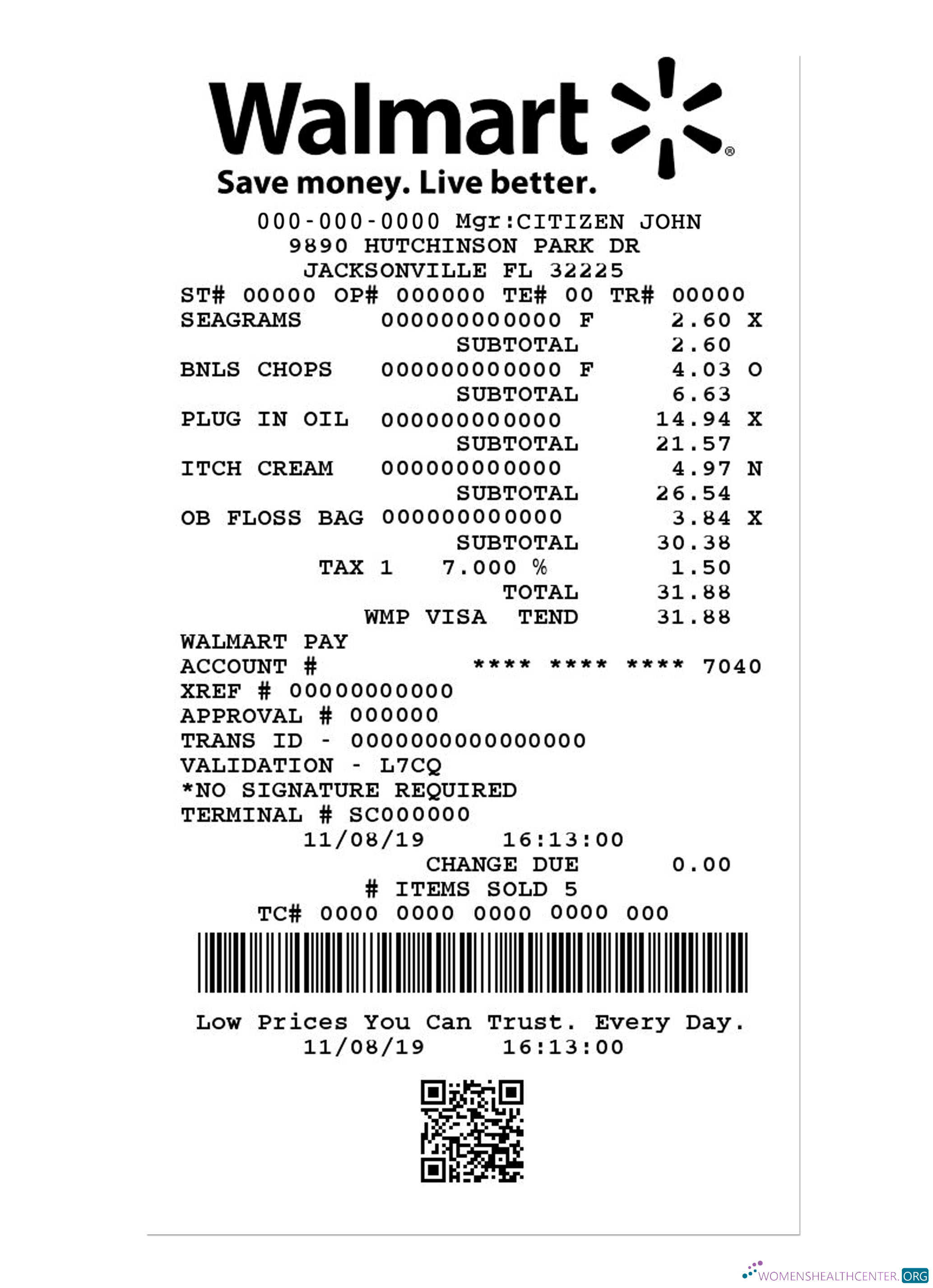 Download WALMART payment check Photoshop template